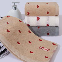 HKM-579987 Pure Cotton Embroidered Towels for Couples - Jacquard Design in White, Brown, Light Gray