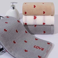 HKM-579987 Pure Cotton Embroidered Towels for Couples - Jacquard Design in White, Brown, Light Gray