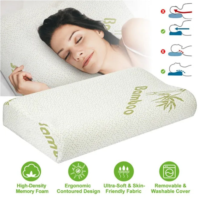 KTX-580243 Bamboo Infused Memory Foam Sleep Pillow for Comfort and Support