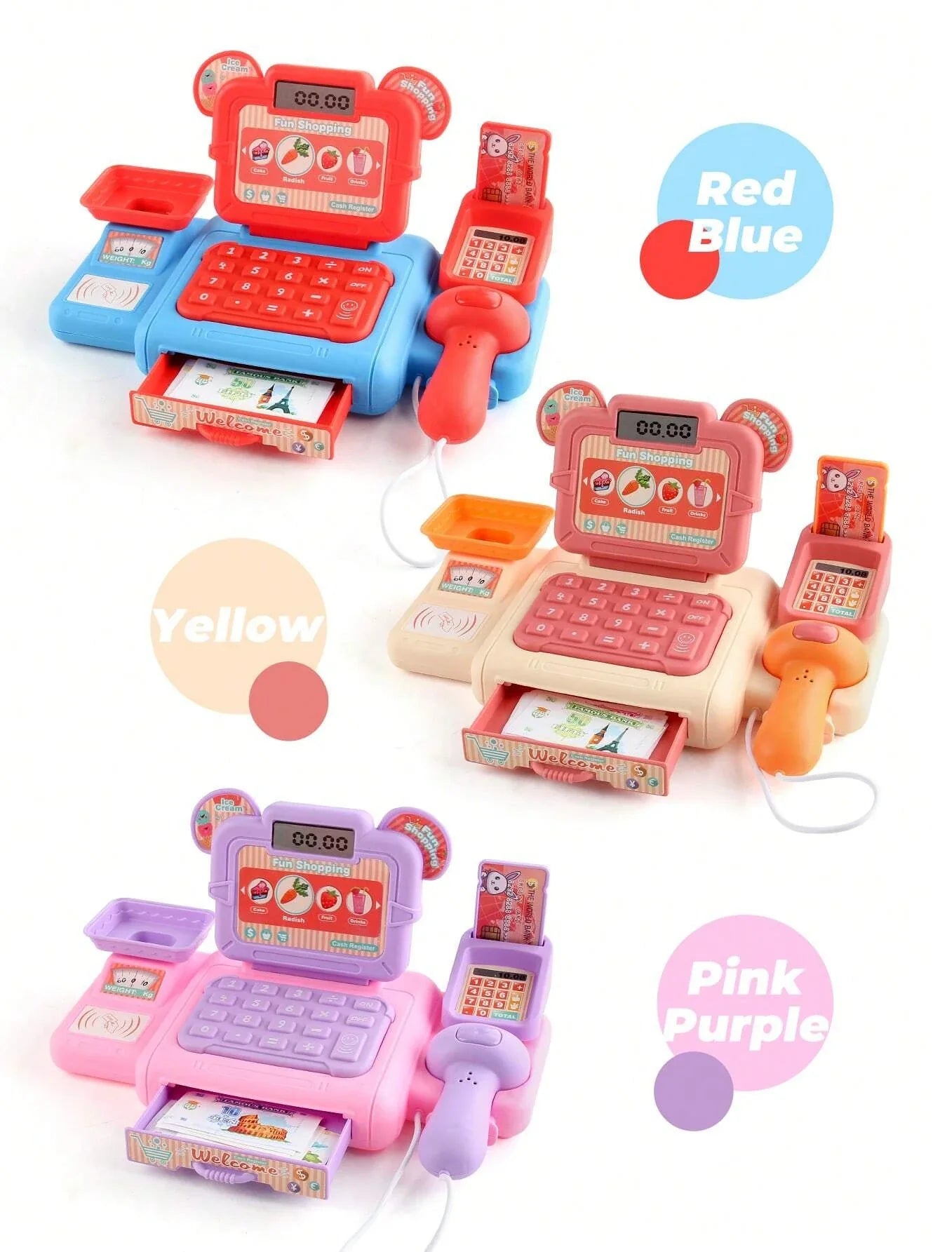 KTX-580243 Electronic Cash Register Toy Kitchen Set for Kids - Pretend Play Fruit Restaurant Game