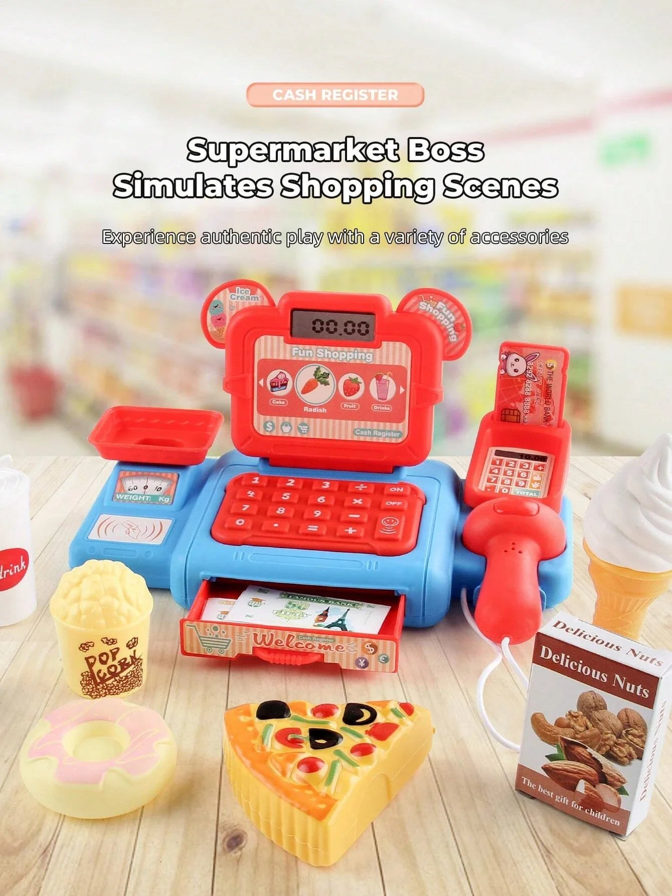 KTX-580243 Electronic Cash Register Toy Kitchen Set for Kids - Pretend Play Fruit Restaurant Game