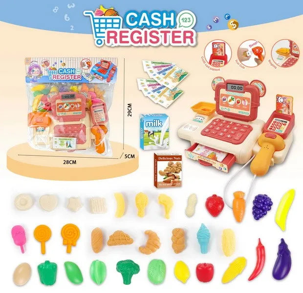 KTX-580243 Electronic Cash Register Toy Kitchen Set for Kids - Pretend Play Fruit Restaurant Game