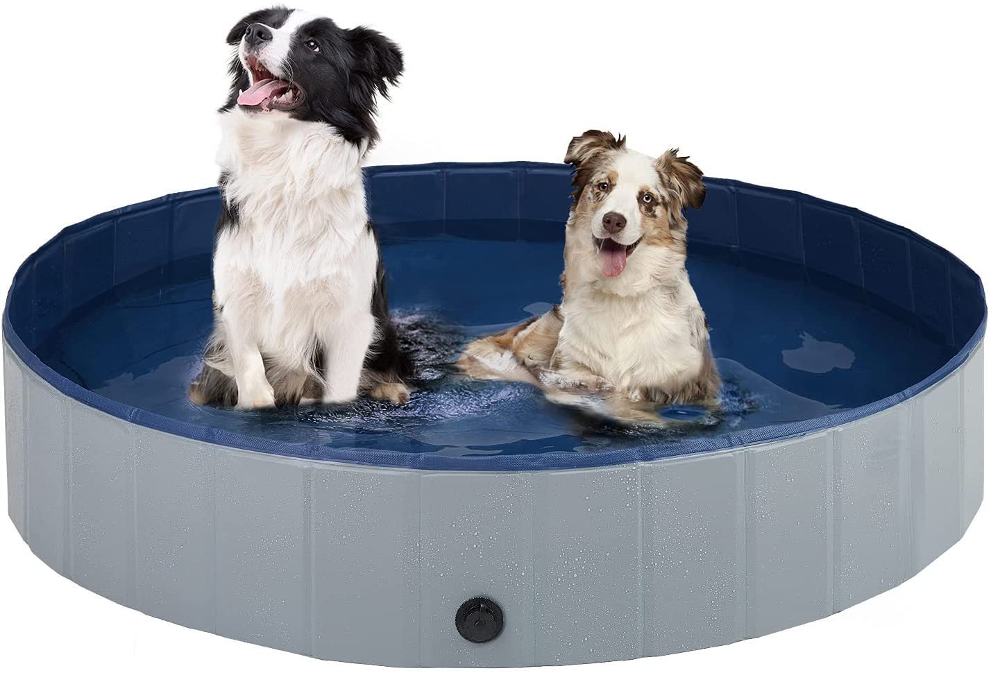 HKM-580243 Foldable Pet Pool with Thickened Non-Slip Base and Zipper Bag, Available in Gray and Blue, Sizes 120cm & 160cm