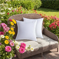 HKM-580371 White Square Throw Pillow Set with Two Sizes: 18"x18" and 20"x20"