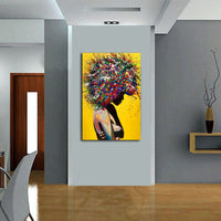 HKM-580499 Girl Portrait Canvas Print - Modern Oil Wall Art for Living Room Decor