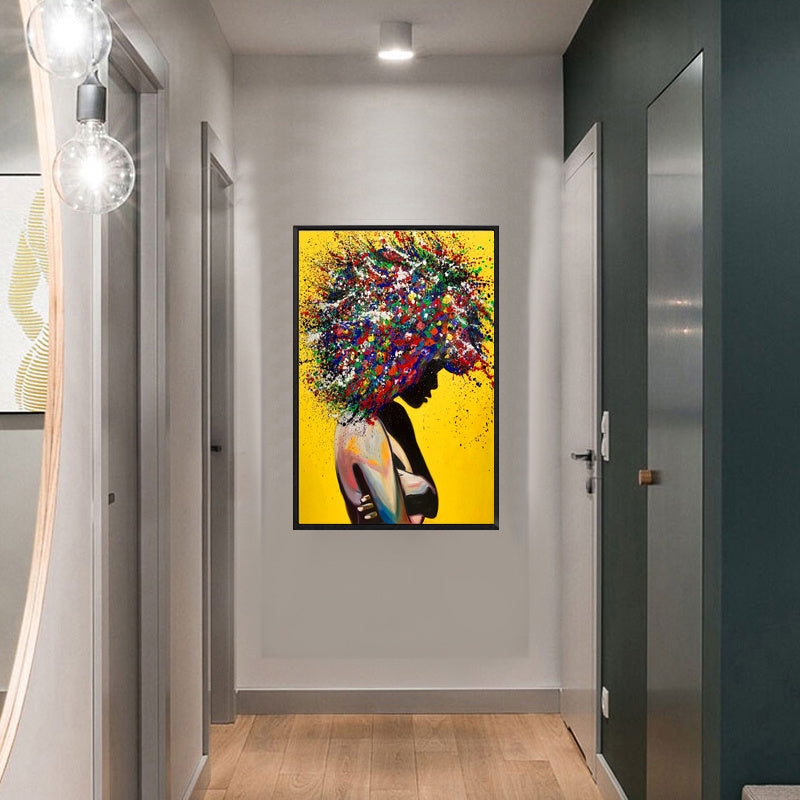HKM-580499 Girl Portrait Canvas Print - Modern Oil Wall Art for Living Room Decor
