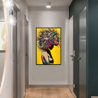 HKM-580499 Girl Portrait Canvas Print - Modern Oil Wall Art for Living Room Decor