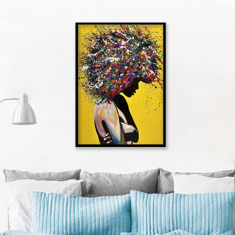HKM-580499 Girl Portrait Canvas Print - Modern Oil Wall Art for Living Room Decor