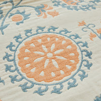 HKM-580563 Cotton Gauze Air Conditioning Blanket with Plant and Flower Pattern in Beige, Red, and Blue - Two Sizes Available