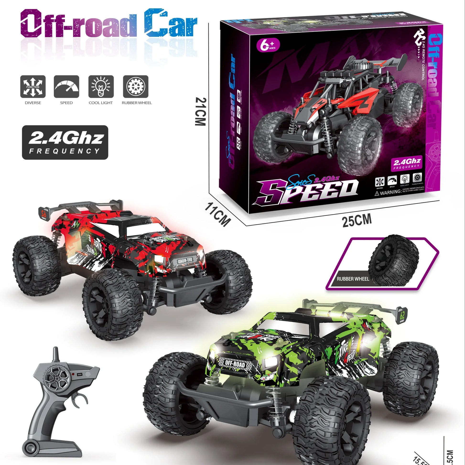 HKM-580563 High-Speed 1/18 Off-Road Remote Control Stunt Car with Lights for Kids