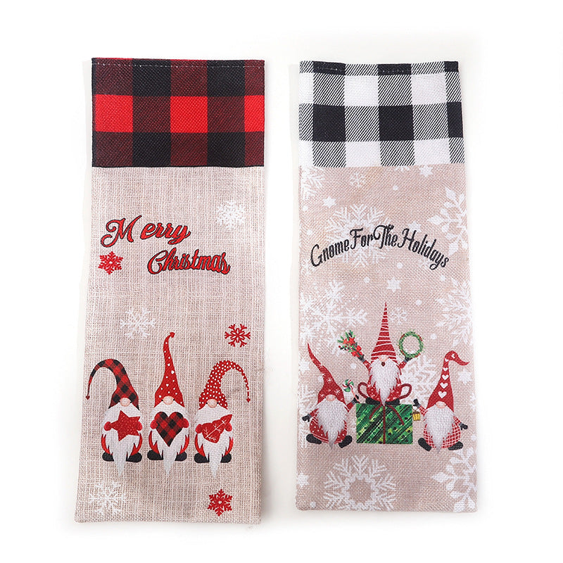 HKM-580691 Christmas Bottle Cover Set in Red and Black or Black and White Plaid