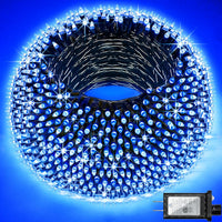 HKM-580755 470FT 1500 LED Outdoor String Lights with 12 Modes, Timer & Dimmable Function, Waterproof Red, Blue & White Lighting for Trees, Garages & Parties