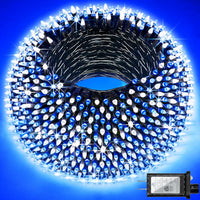 HKM-580755 470FT 1500 LED Outdoor String Lights with 12 Modes, Timer & Dimmable Function, Waterproof Red, Blue & White Lighting for Trees, Garages & Parties