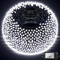 HKM-580755 470FT 1500 LED Outdoor String Lights with 12 Modes, Timer & Dimmable Function, Waterproof Red, Blue & White Lighting for Trees, Garages & Parties