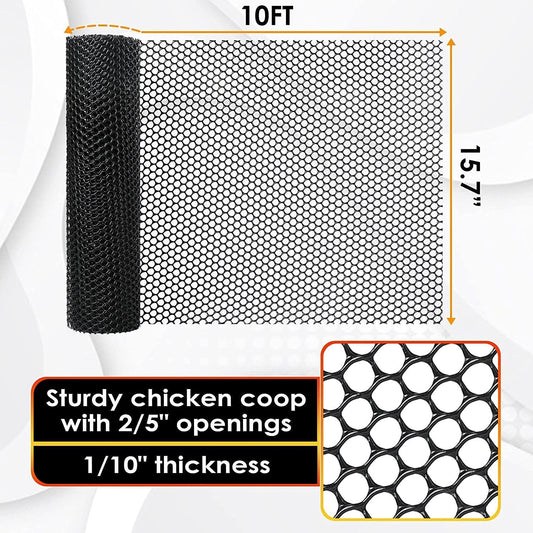 HKM-580819 Plastic Hexagonal Poultry Fence for Chickens – 0.4 x 3 m in Black, White, Green