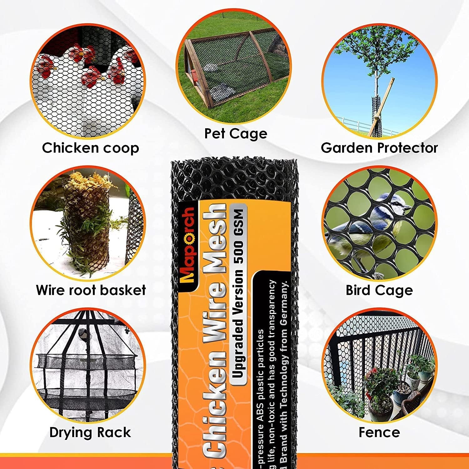 HKM-580819 Plastic Hexagonal Poultry Fence for Chickens – 0.4 x 3 m in Black, White, Green