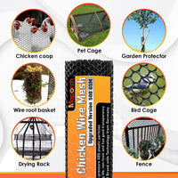 HKM-580819 Plastic Hexagonal Poultry Fence for Chickens – 0.4 x 3 m in Black, White, Green
