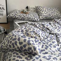 HKM-580883 Washed Cotton Four-Piece Floral Bedding Set in Multiple Sizes