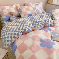 HKM-580883 Washed Cotton Four-Piece Floral Bedding Set in Multiple Sizes