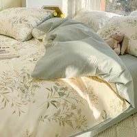 HKM-580883 Washed Cotton Four-Piece Floral Bedding Set in Multiple Sizes