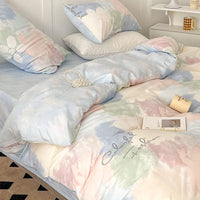 HKM-580883 Washed Cotton Four-Piece Floral Bedding Set in Multiple Sizes