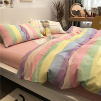 HKM-580883 Washed Cotton Four-Piece Floral Bedding Set in Multiple Sizes