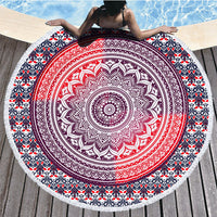 HKM-580947 Microfiber Printed Beach Towel - 150cm Diameter, Soft Polyester Fiber
