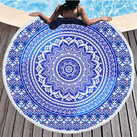 HKM-580947 Microfiber Printed Beach Towel - 150cm Diameter, Soft Polyester Fiber