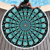 HKM-580947 Microfiber Printed Beach Towel - 150cm Diameter, Soft Polyester Fiber