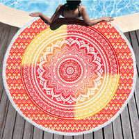 HKM-580947 Microfiber Printed Beach Towel - 150cm Diameter, Soft Polyester Fiber