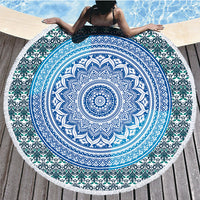 HKM-580947 Microfiber Printed Beach Towel - 150cm Diameter, Soft Polyester Fiber