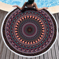 HKM-580947 Microfiber Printed Beach Towel - 150cm Diameter, Soft Polyester Fiber