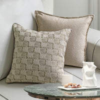 HKM-581011 Modern Simple Blended Sofa Pillow Cover 45x45cm Available in Wheat Color Variants