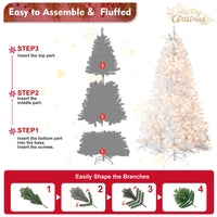HKM-581011 Prelit White PVC Christmas Tree with Memory Wire - Available in 7.5ft and 9ft Heights