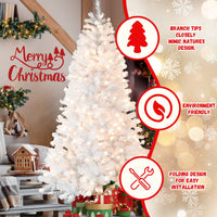 HKM-581011 Prelit White PVC Christmas Tree with Memory Wire - Available in 7.5ft and 9ft Heights