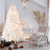 HKM-581011 Prelit White PVC Christmas Tree with Memory Wire - Available in 7.5ft and 9ft Heights