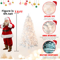 HKM-581011 Prelit White PVC Christmas Tree with Memory Wire - Available in 7.5ft and 9ft Heights