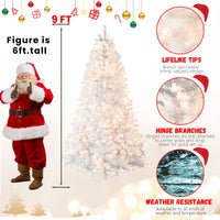 HKM-581011 Prelit White PVC Christmas Tree with Memory Wire - Available in 7.5ft and 9ft Heights