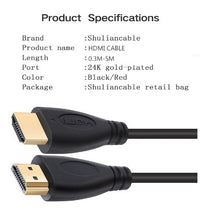 HKM-581075 High-Speed Gold-Plated HDMI Cable Male-Male 1.4 Version, Available in Multiple Lengths 3FT to 5M for HD 1080P 3D Devices