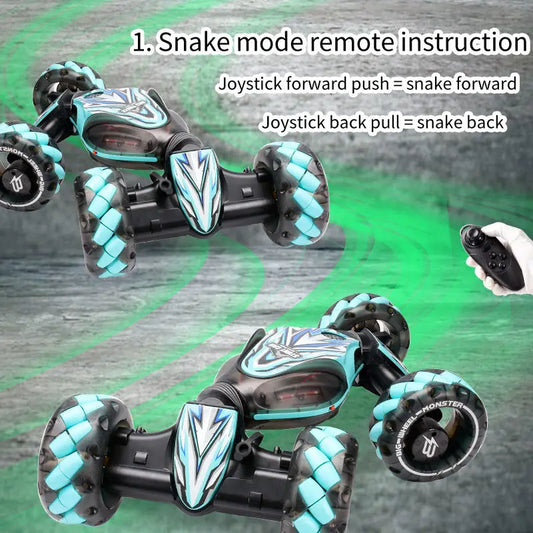 HKM-581139 Remote Control 4-Wheel Light Spray Twister Car Toy with Gesture Control for Kids - Indoor/Outdoor Fun