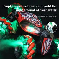 HKM-581139 Remote Control 4-Wheel Light Spray Twister Car Toy with Gesture Control for Kids - Indoor/Outdoor Fun