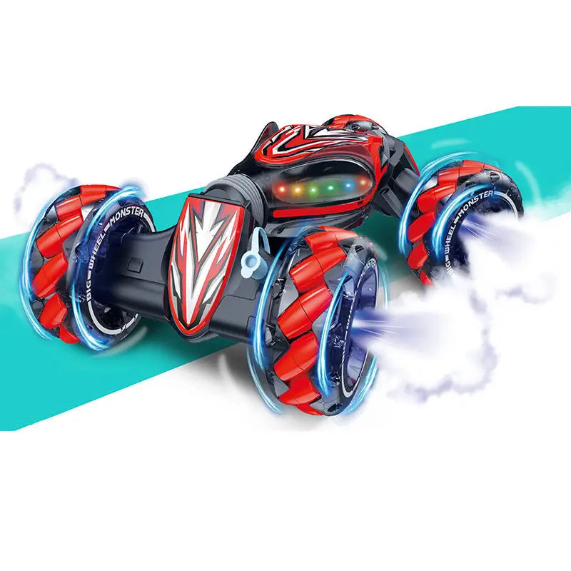 HKM-581139 Remote Control 4-Wheel Light Spray Twister Car Toy with Gesture Control for Kids - Indoor/Outdoor Fun