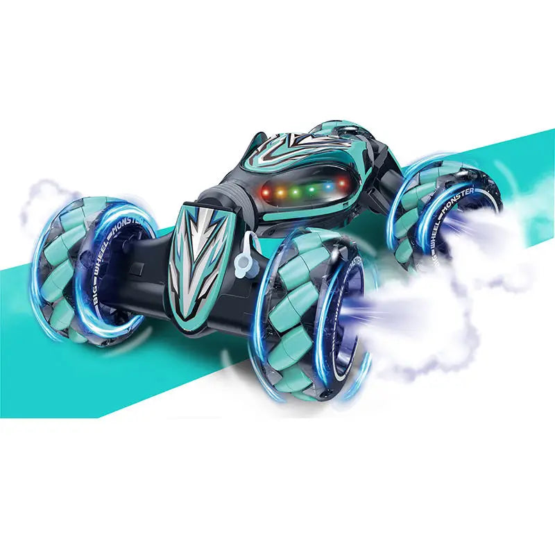 HKM-581139 Remote Control 4-Wheel Light Spray Twister Car Toy with Gesture Control for Kids - Indoor/Outdoor Fun