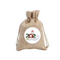 HKM-581331 Christmas Candy Sack for Families - Brown Material, Regular Size 10x14cm