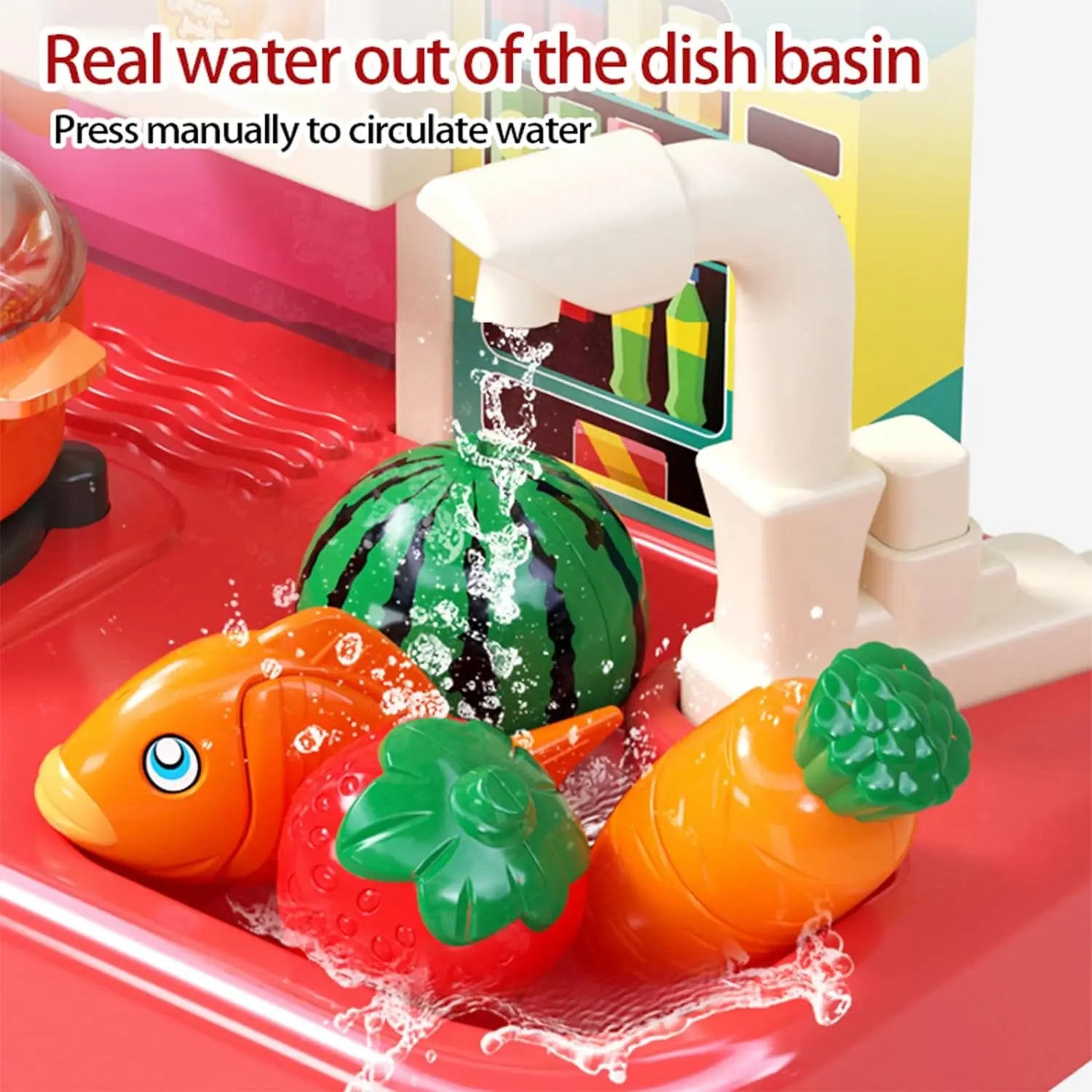 HKM-581395 Kids Play Kitchen Set - 95cm Cooking Simulation Toy for Ages 2 to 14