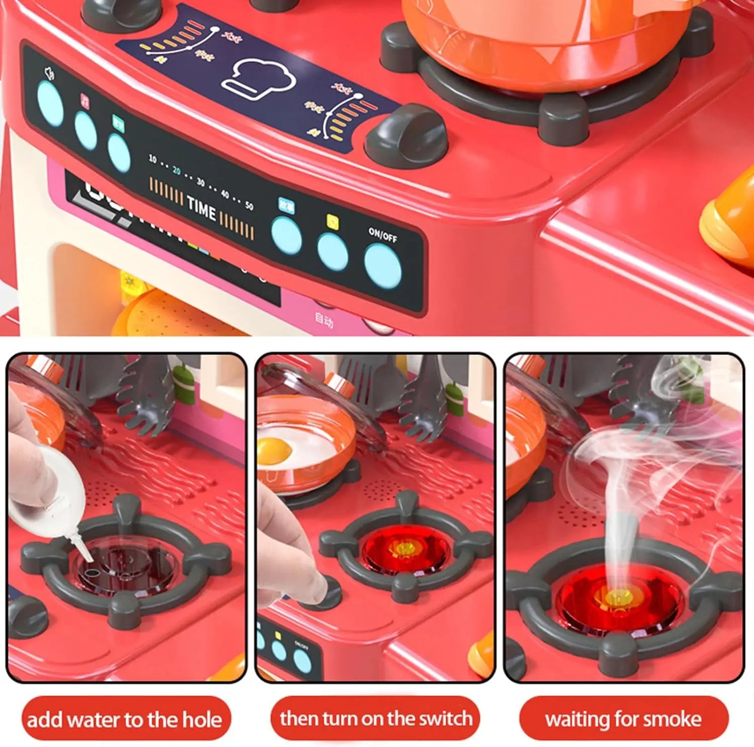 HKM-581395 Kids Play Kitchen Set - 95cm Cooking Simulation Toy for Ages 2 to 14