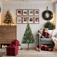 HKM-581523 150 cm Artificial Christmas Tree with Colorful Baubles and LED Lights
