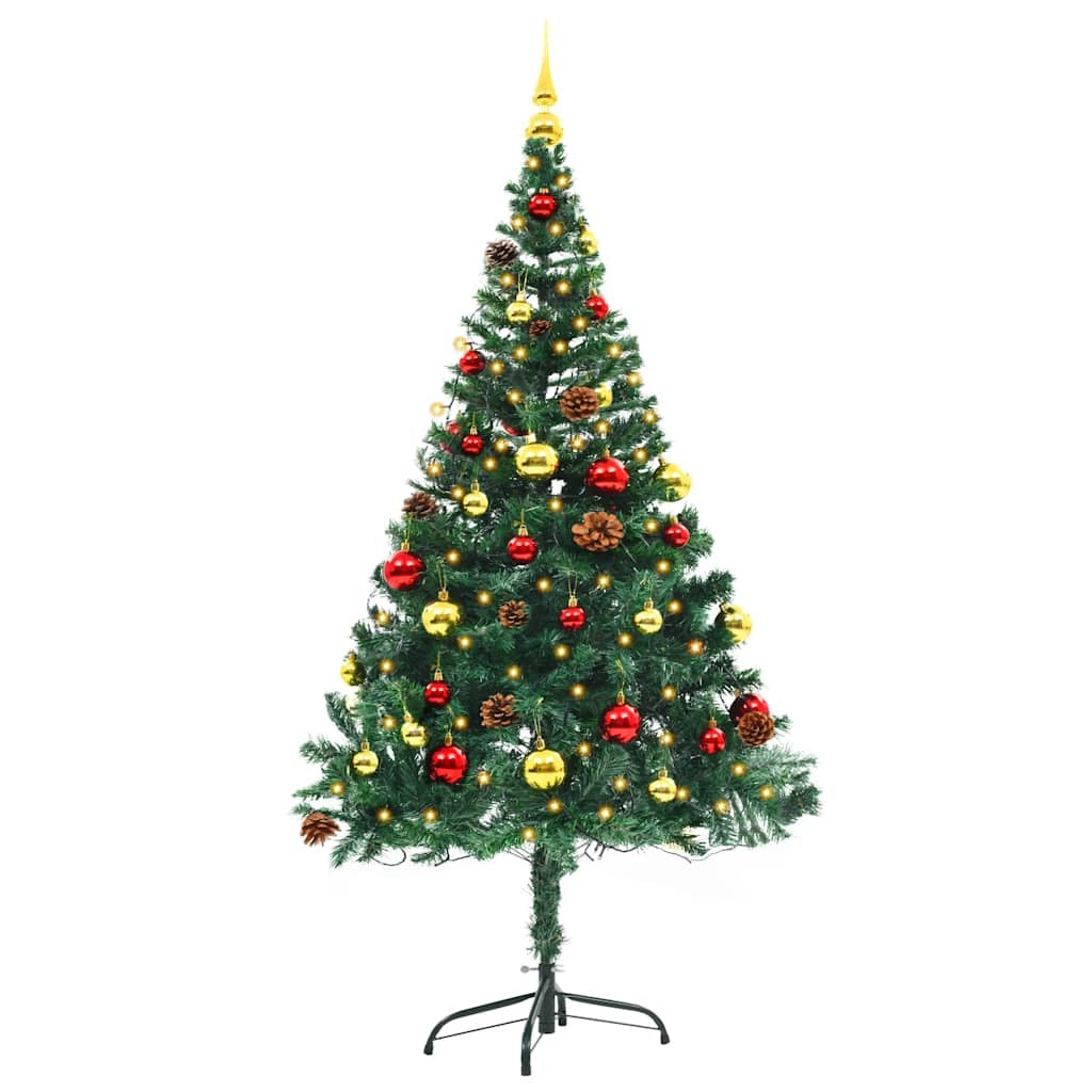 HKM-581523 150 cm Artificial Christmas Tree with Colorful Baubles and LED Lights