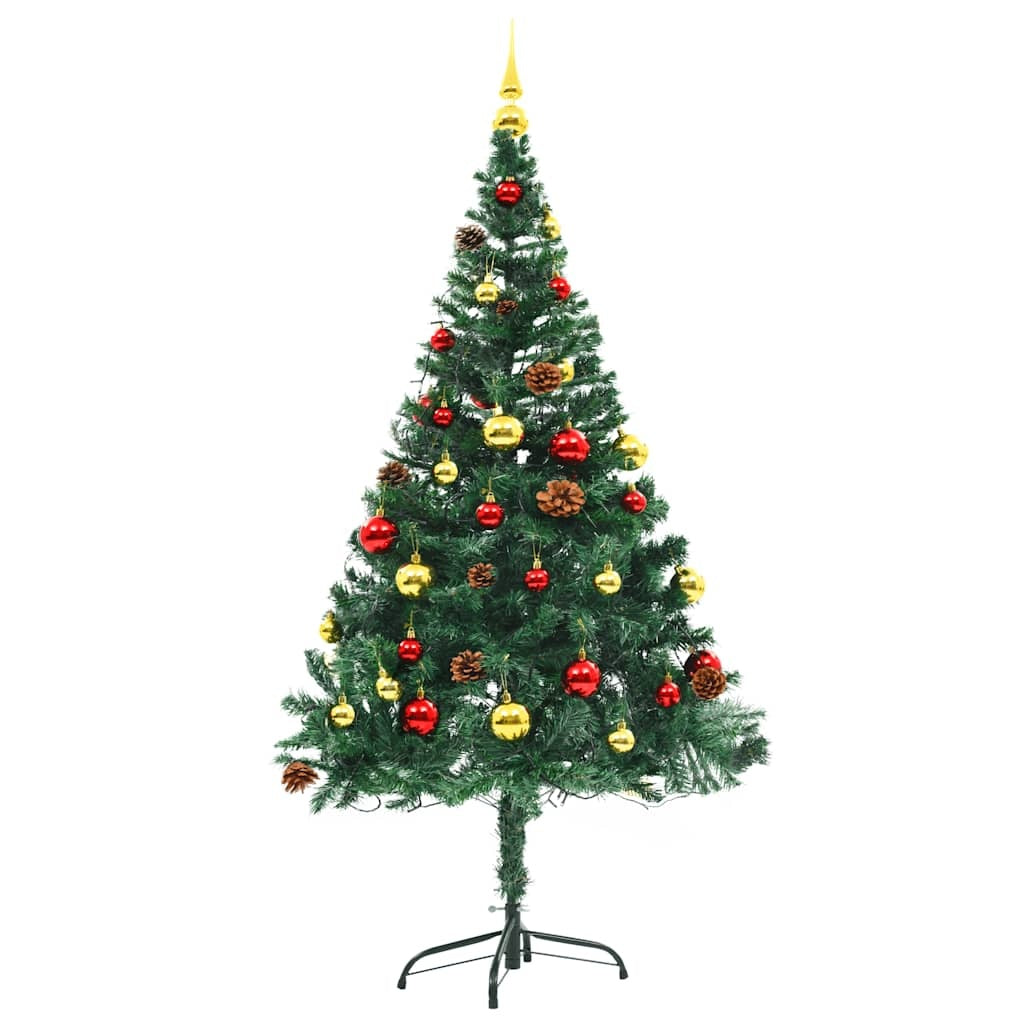HKM-581523 150 cm Artificial Christmas Tree with Colorful Baubles and LED Lights