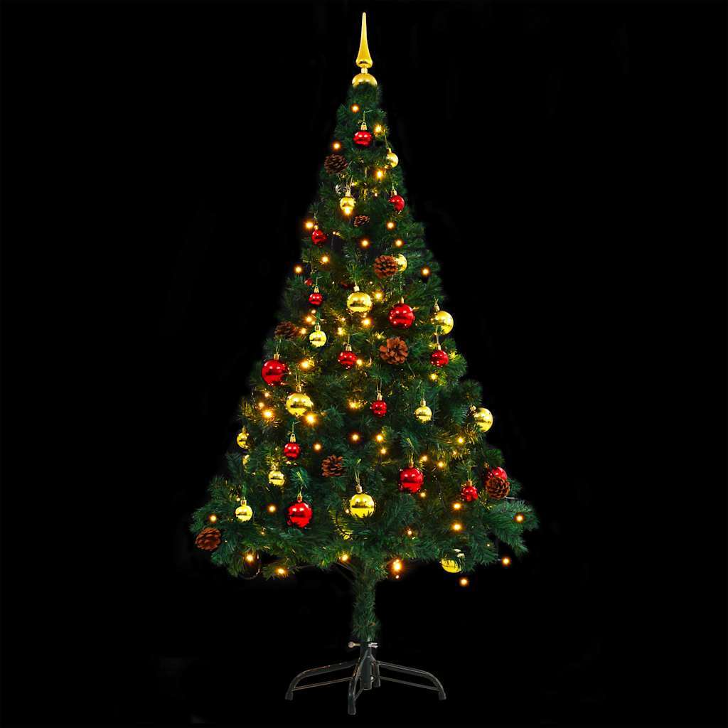 HKM-581523 150 cm Artificial Christmas Tree with Colorful Baubles and LED Lights